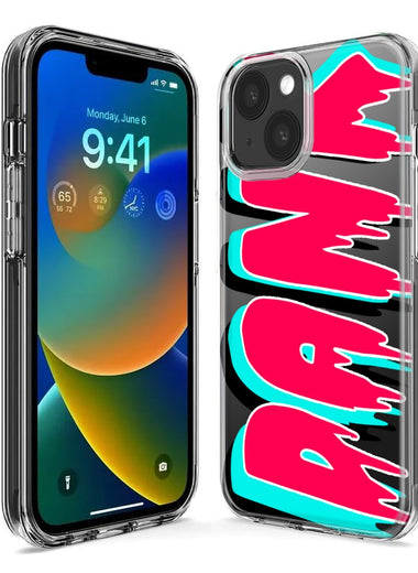 Apple iPhone XS Teal Pink Clear Funny Text Quote Dank Hybrid Protective Phone Case Cover