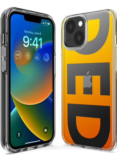 Apple iPhone 15 Pro Orange Yellow Clear Funny Text Quote Ded Hybrid Protective Phone Case Cover