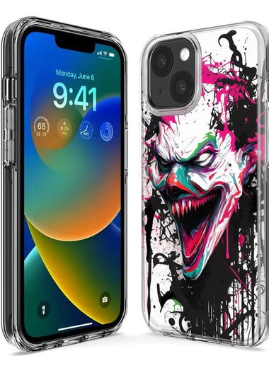 Apple iPhone 15 Plus Evil Joker Face Painting Graffiti Hybrid Protective Phone Case Cover