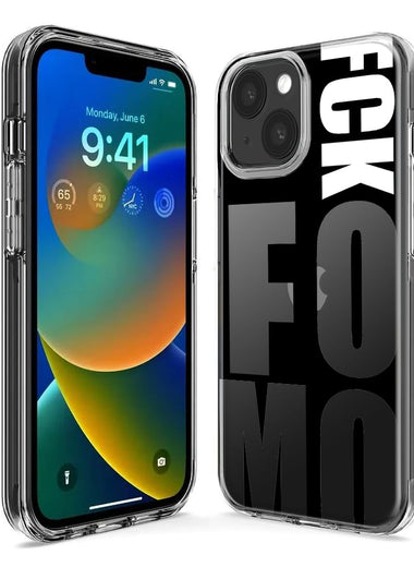Apple iPhone SE 2nd 3rd Generation Black Clear Funny Text Quote Fckfomo Hybrid Protective Phone Case Cover