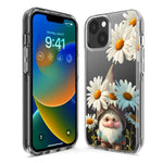 Apple iPhone 15 Pro Cute Gnome White Daisy Flowers Floral Hybrid Protective Phone Case Cover
