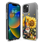 Apple iPhone 15 Pro Max Cute Gnome Sunflowers Clear Hybrid Protective Phone Case Cover