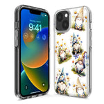 Apple iPhone 15 Pro Cute White Blue Daisies Gnomes Hybrid Protective Phone Case Cover