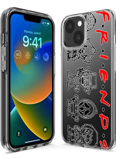 Apple iPhone 15 Pro Max Cute Halloween Spooky Horror Scary Characters Friends Hybrid Protective Phone Case Cover