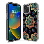 Apple iPhone 15 Plus Mandala Geometry Abstract Elephant Pattern Hybrid Protective Phone Case Cover