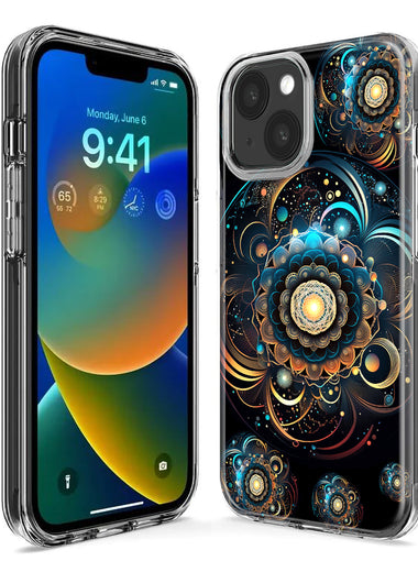 Apple iPhone XS Mandala Geometry Abstract Multiverse Pattern Hybrid Protective Phone Case Cover