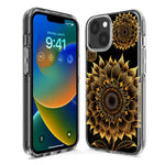 Apple iPhone 15 Mandala Geometry Abstract Sunflowers Pattern Hybrid Protective Phone Case Cover