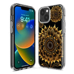 Apple iPhone 15 Plus Mandala Geometry Abstract Sunflowers Pattern Hybrid Protective Phone Case Cover