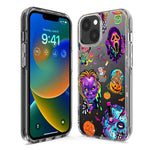 Apple iPhone 12 Cute Halloween Spooky Horror Scary Neon Characters Hybrid Protective Phone Case Cover