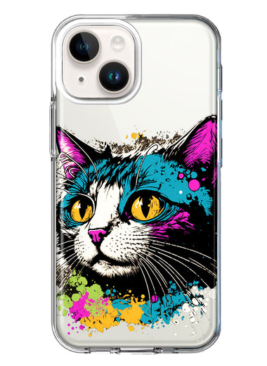 Apple iPhone 14 Cool Cat Oil Paint Pop Art Hybrid Protective Phone Case Cover