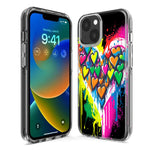 Apple iPhone 15 Pro Colorful Rainbow Hearts Love Graffiti Painting Hybrid Protective Phone Case Cover