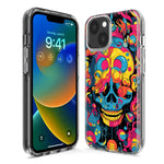 Apple iPhone 14 Plus Psychedelic Trippy Death Skull Pop Art Hybrid Protective Phone Case Cover