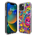 Apple iPhone 12 Psychedelic Trippy Happy Characters Pop Art Hybrid Protective Phone Case Cover