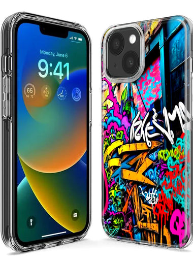 Apple iPhone 15 Pro Urban Graffiti Street Art Painting Hybrid Protective Phone Case Cover