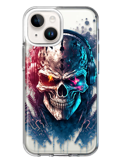 Apple iPhone 14 Plus Cyberpunk Machine Headphones Skull Double Layer Phone Case Cover