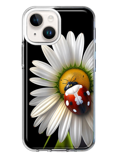 Apple iPhone 14 Plus Cute White Daisy Red Ladybug Double Layer Phone Case Cover
