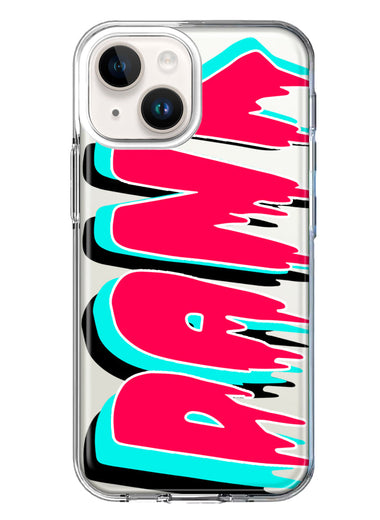 Apple iPhone 15 Plus Teal Pink Clear Funny Text Quote Dank Hybrid Protective Phone Case Cover