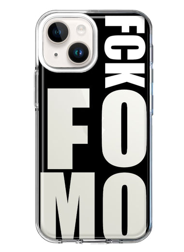 Apple iPhone 13 Black Clear Funny Text Quote Fckfomo Hybrid Protective Phone Case Cover
