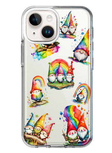 Apple iPhone 15 Plus Colorful Neon Glow Rainbow Gnomes Painting Hybrid Protective Phone Case Cover