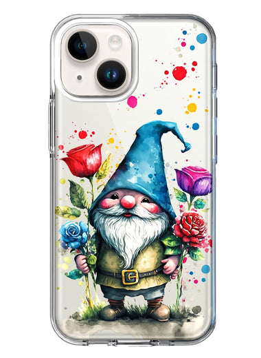 Apple iPhone 13 Gnome Red Purple Blue Roses Garden Hybrid Protective Phone Case Cover