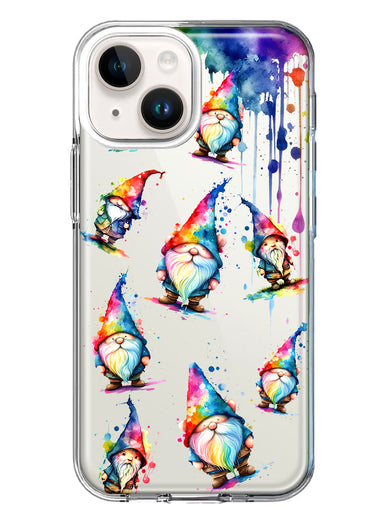 Apple iPhone 15 Plus Neon Water Painting Colorful Splash Gnomes Hybrid Protective Phone Case Cover