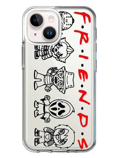 Apple iPhone 14 Cute Halloween Spooky Horror Scary Characters Friends Hybrid Protective Phone Case Cover