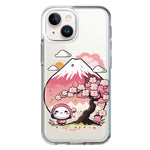 Apple iPhone 15 Kawaii Manga Pink Cherry Blossom Fuji Mountain Mochi Girl Hybrid Protective Phone Case Cover