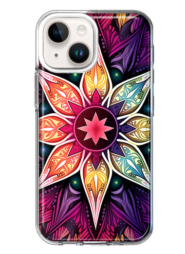 Apple iPhone 15 Mandala Geometry Abstract Star Pattern Hybrid Protective Phone Case Cover