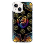 Apple iPhone 15 Mandala Geometry Abstract Dragon Pattern Hybrid Protective Phone Case Cover
