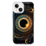 Apple iPhone 15 Mandala Geometry Abstract Eclipse Pattern Hybrid Protective Phone Case Cover