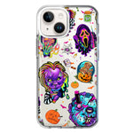 Apple iPhone 14 Cute Halloween Spooky Horror Scary Neon Characters Hybrid Protective Phone Case Cover