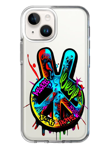 Apple iPhone 15 Peace Graffiti Painting Art Hybrid Protective Phone Case Cover