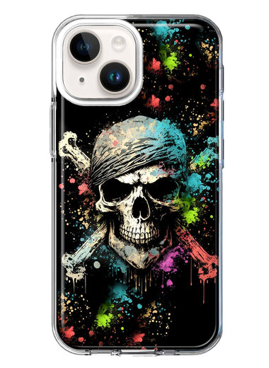 Apple iPhone 13 Fantasy Paint Splash Pirate Skull Hybrid Protective Phone Case Cover