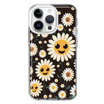 Apple iPhone 14 Pro Cute Smiley Face White Daisies Double Layer Phone Case Cover