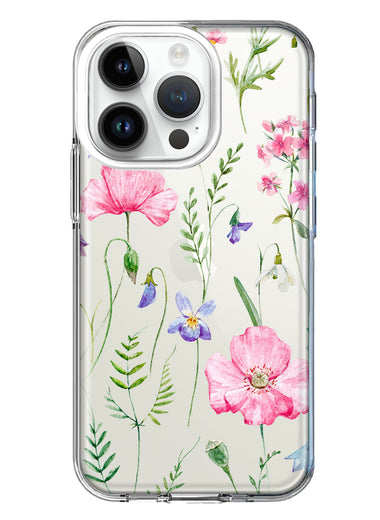 Apple iPhone 14 Pro Spring Pastel Wild Flowers Summer Classy Elegant Beautiful Hybrid Protective Phone Case Cover