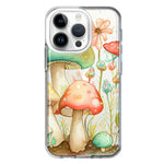 Apple iPhone 14 Pro Fairytale Watercolor Mushrooms Pastel Spring Flowers Floral Hybrid Protective Phone Case Cover