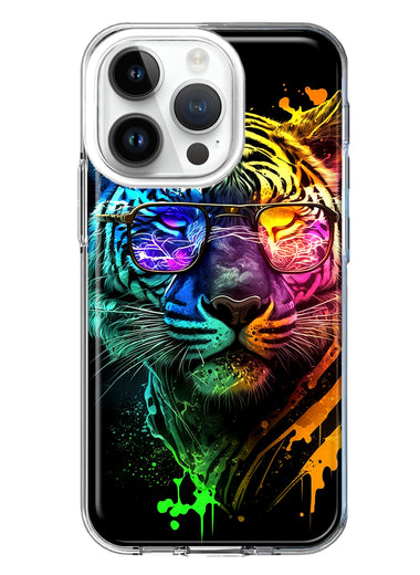 Apple iPhone 14 Pro Neon Rainbow Swag Tiger Hybrid Protective Phone Case Cover