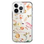 Apple iPhone 14 Pro Peach Meadow Wildflowers Butterflies Bees Watercolor Floral Hybrid Protective Phone Case Cover