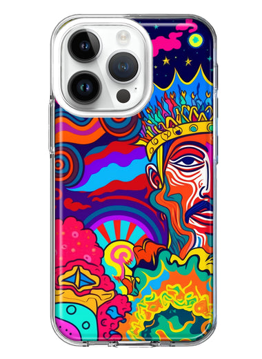 Apple iPhone 14 Pro Neon Rainbow Psychedelic Indie Hippie Indie King Hybrid Protective Phone Case Cover