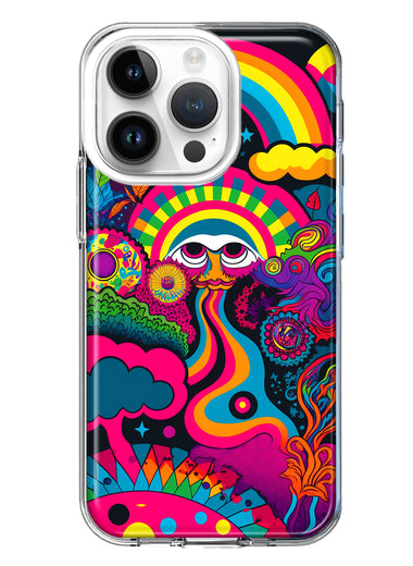 Apple iPhone 14 Pro Psychedelic Trippy Hippie Night Walk Hybrid Protective Phone Case Cover