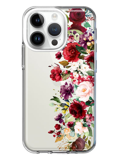 Apple iPhone 14 Pro Red Summer Watercolor Floral Bouquets Ruby Flowers Hybrid Protective Phone Case Cover
