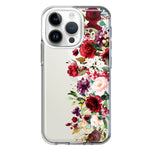 Apple iPhone 14 Pro Red Summer Watercolor Floral Bouquets Ruby Flowers Hybrid Protective Phone Case Cover