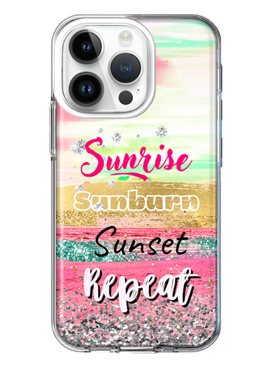 Apple iPhone 14 Pro Summer Brush Strokes Sunrise Sunburn Sunset Repeat Hybrid Protective Phone Case Cover