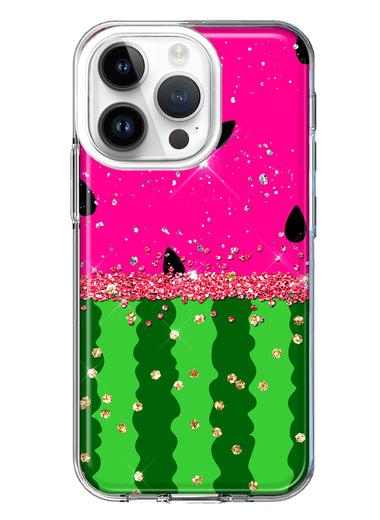 Apple iPhone 14 Pro Summer Watermelon Sugar Vacation Tropical Fruit Pink Green Hybrid Protective Phone Case Cover