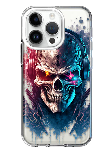 Apple iPhone 14 Pro Cyberpunk Machine Headphones Skull Double Layer Phone Case Cover