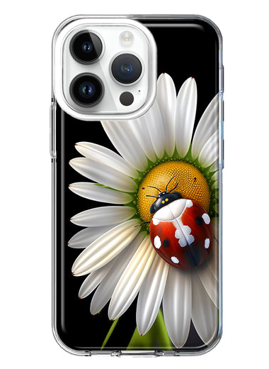 Apple iPhone 14 Pro Cute White Daisy Red Ladybug Double Layer Phone Case Cover