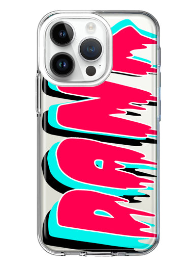 Apple iPhone 14 Pro Teal Pink Clear Funny Text Quote Dank Hybrid Protective Phone Case Cover