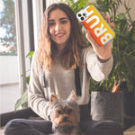 Apple iPhone 15 Pro Orange Red Clear Funny Text Quote Bruh Hybrid Protective Phone Case Cover