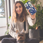 Apple iPhone 15 Pro Kawaii Japanese Pink Cherry Blossom Navy Blue Hybrid Protective Phone Case Cover