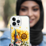 Apple iPhone 15 Pro Max Cute Gnome Sunflowers Clear Hybrid Protective Phone Case Cover